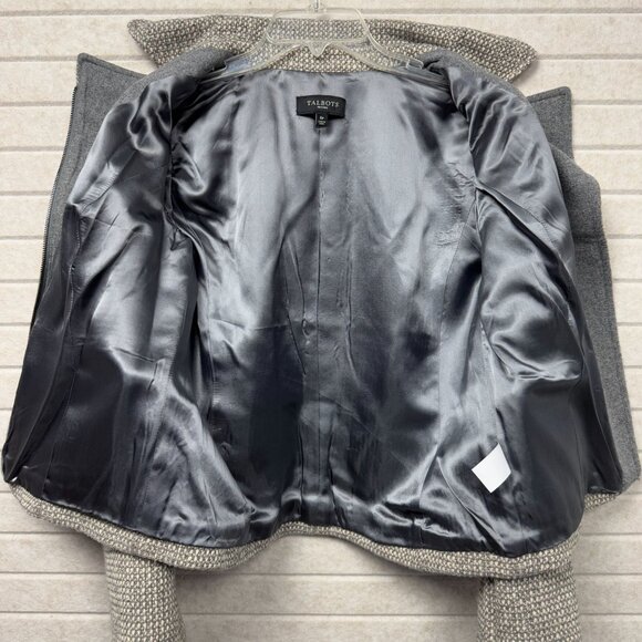 Talbots Tweed Jacket Gray Wool Blend Zip-Up Cuff Blazer Career Sport Coat 6P - Picture 9 of 16